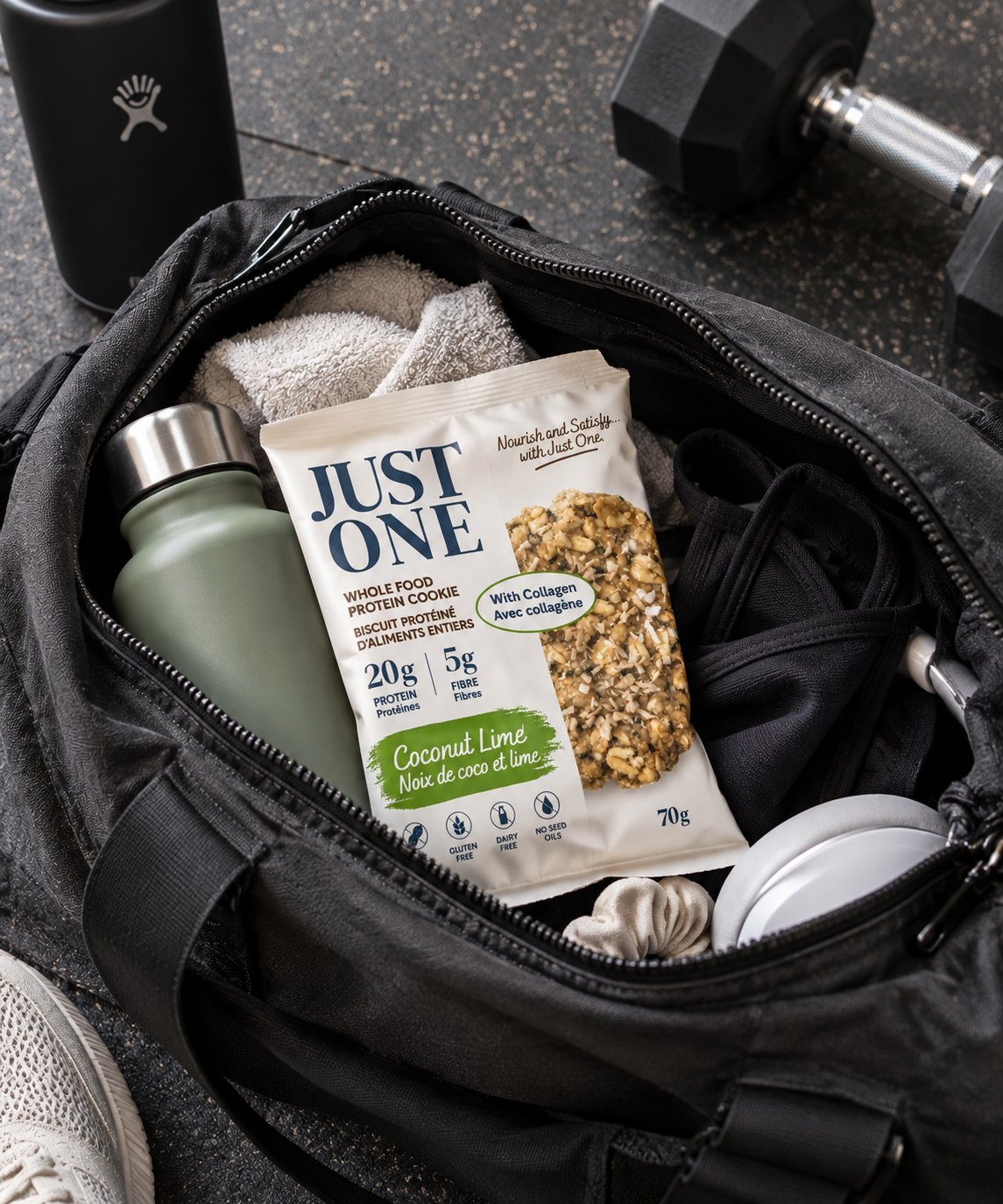 Just One protein cookie on the go, in real daylight
