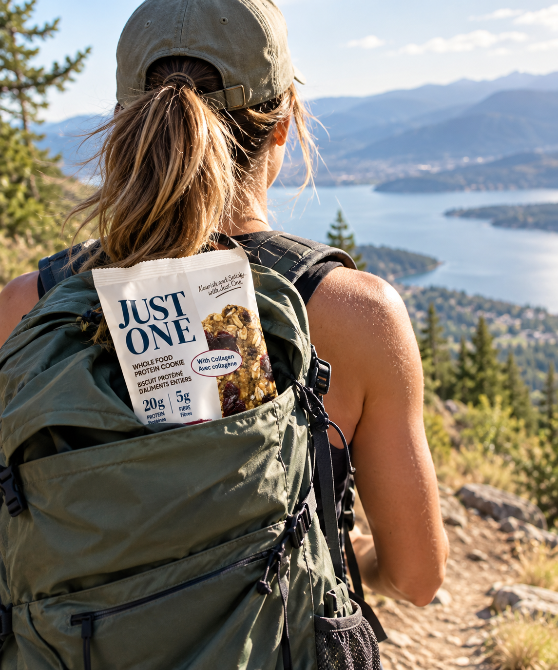 Just One protein cookie on the go, in real daylight